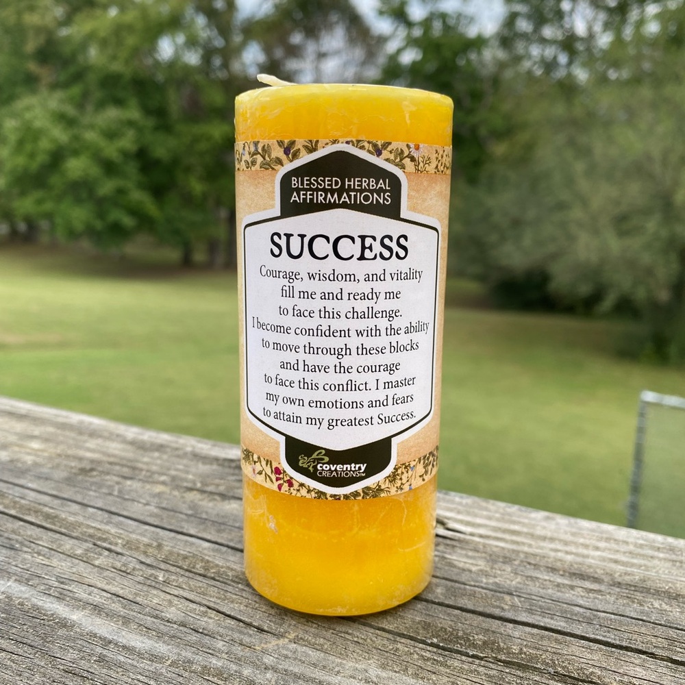 Success affirmation candle Coventry Creations 2 x 4” pillar USA